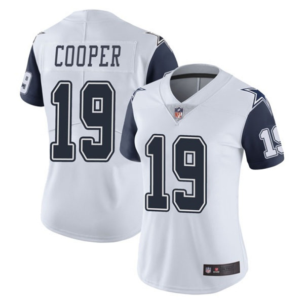 Women's Dallas Cowboys #19 Amari Cooper White Vapor Untouchable Limited Stitched Jersey（Run Small）